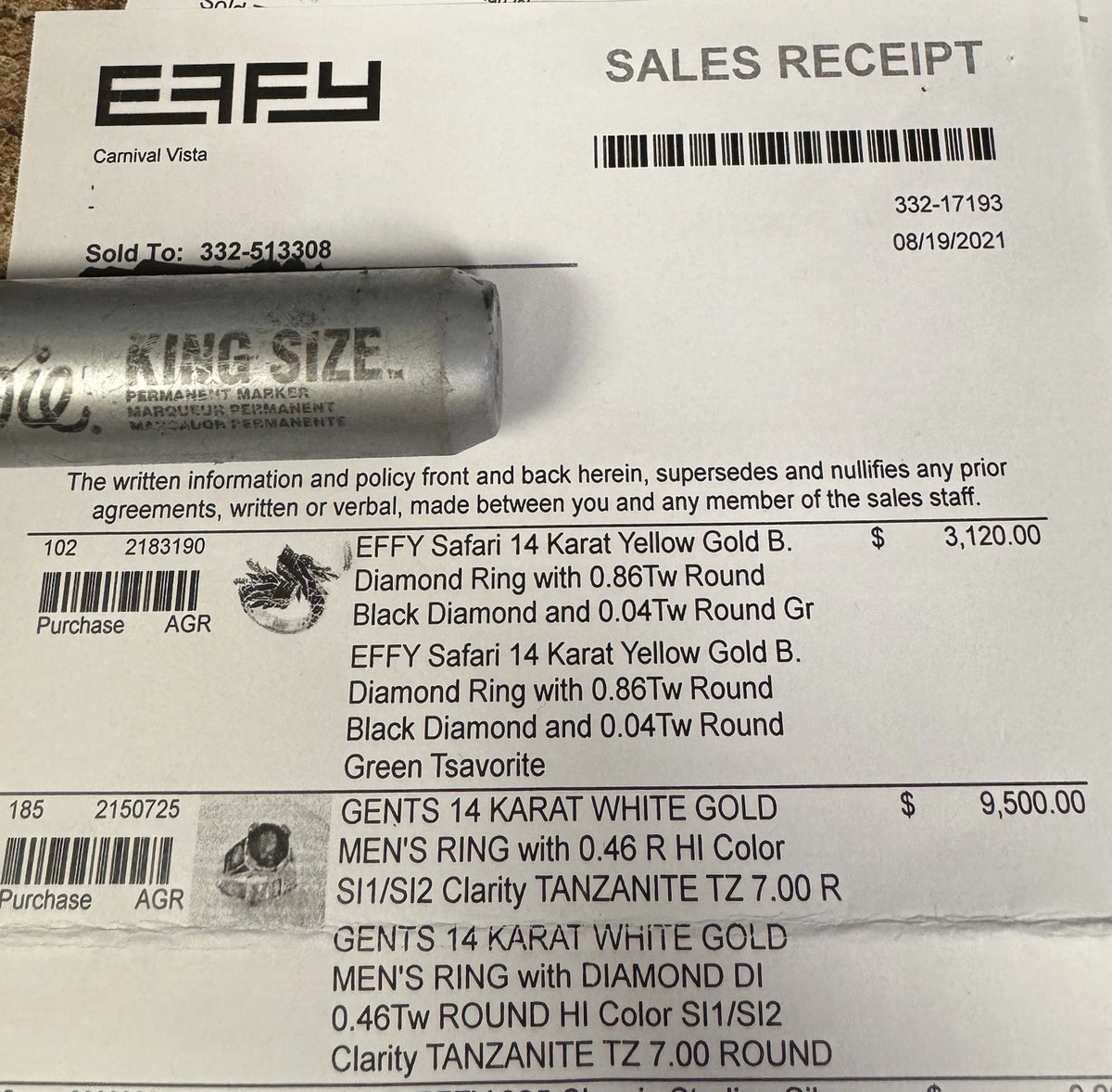 Effy 14K White Gold 7.00ct Round Tanzanite Ring w/ 0.46ct Diamond SI1/SI2