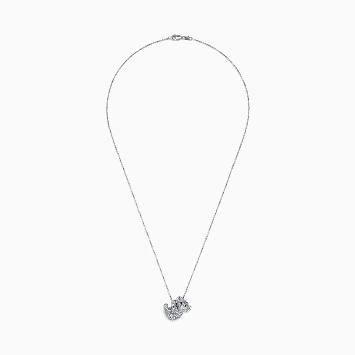 Effy 14K White Gold Diamond Koala Pendant 0.67ct TW HI Color w/ Black Diamond