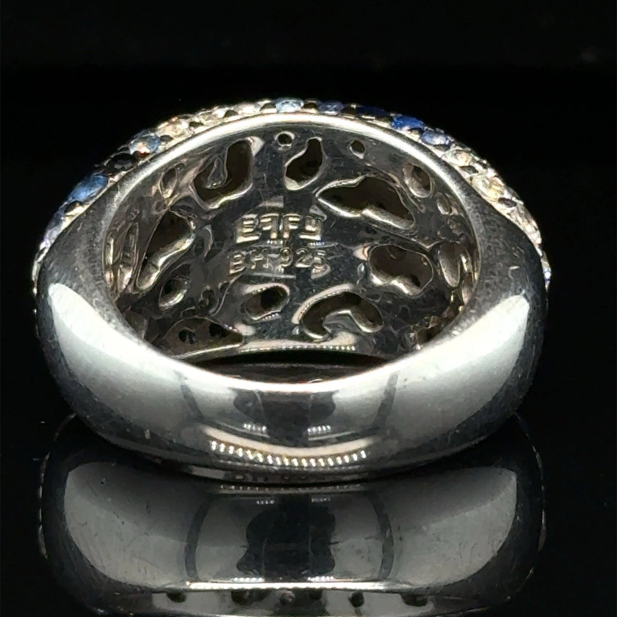 Effy 925 Sterling Silver Blue Sapphire Pave Splash Ring Sz 7
