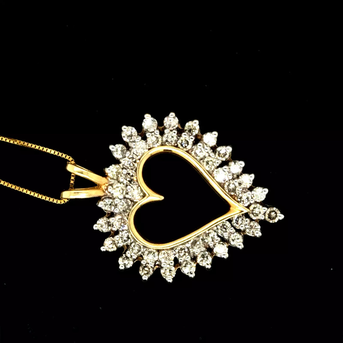Vintage 14k Yellow Gold 2.00ct Diamond Pendant With Box Link Chain