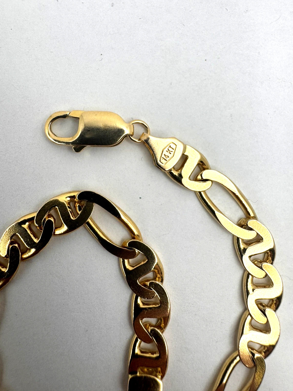 14K Yellow Gold Mens Figarucci Figaro Mariner Bracelet 7mm 17.5 grams 8.5”