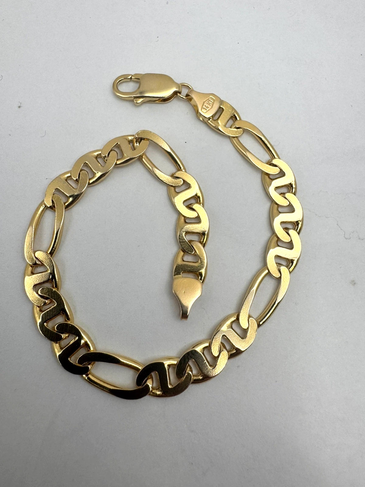 14K Yellow Gold Mens Figarucci Figaro Mariner Bracelet 7mm 17.5 grams 8.5”