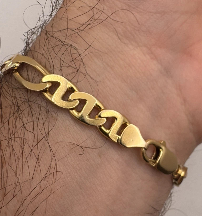 14K Yellow Gold Mens Figarucci Figaro Mariner Bracelet 7mm 17.5 grams 8.5”