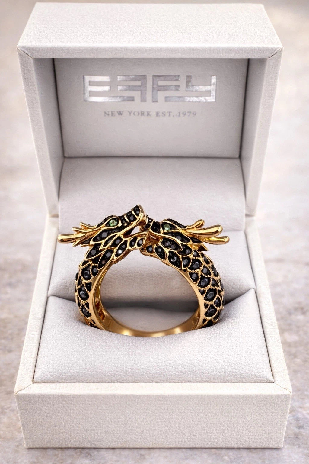 Effy Black Diamond &amp; Tsavorite Dragon Ring – 14K Yellow Gold – 0.86 CTW Size 8.5