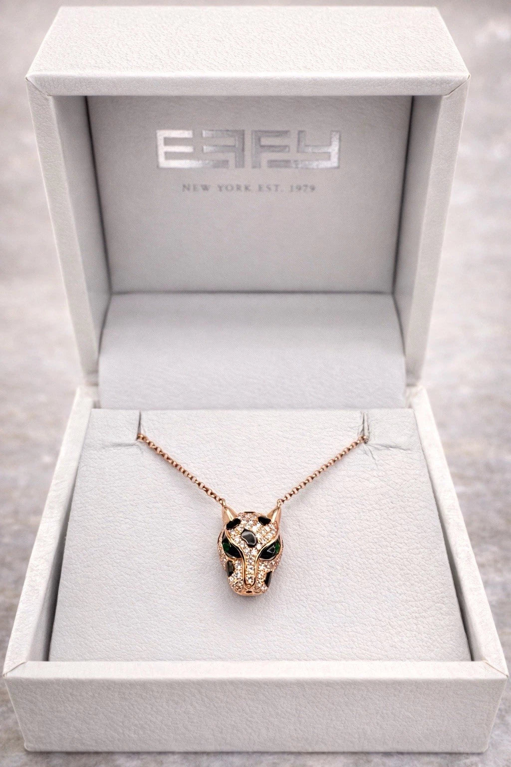 Effy Panther 14K Rose Gold Diamond Pendant Necklace 0.31ct TW H-I SI