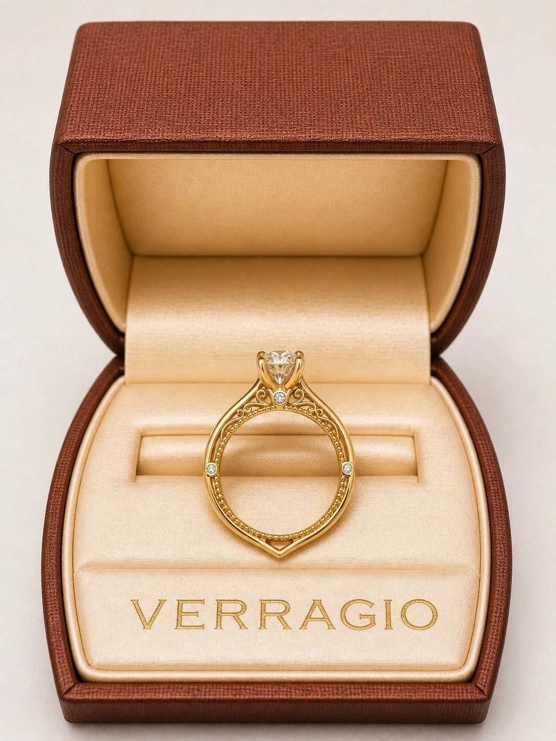 Verragio 14k Yellow Gold 1.85ct Round Brilliant Diamond Engagement Ring F-VS1