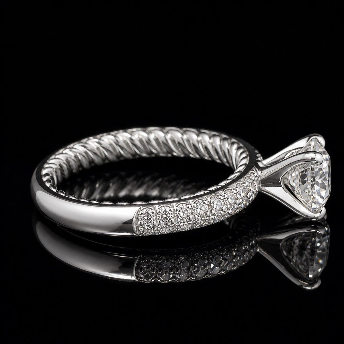 1.24ct Round Brilliant Diamond Engagement Ring G VVS GIA 14K White Gold Pave