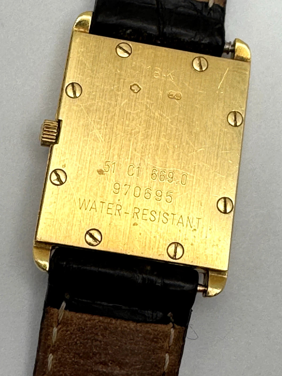 Concord 18k Yellow Gold Diamond Bezel Quartz Wrist Watch W/ Black Leather Band