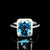 Vintage Estate 14k White Gold Blue Topaz and Diamond Halo Ring Size 10