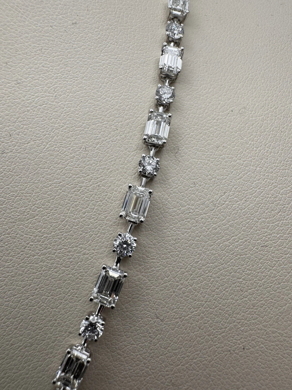 18k White Gold Lab Grown Diamond Oval Drop Tennis Necklace 17.8 Ctw