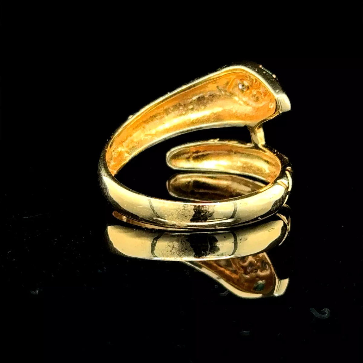 18k Yellow Gold Emerald And Diamond Snake Ring Size 6.5