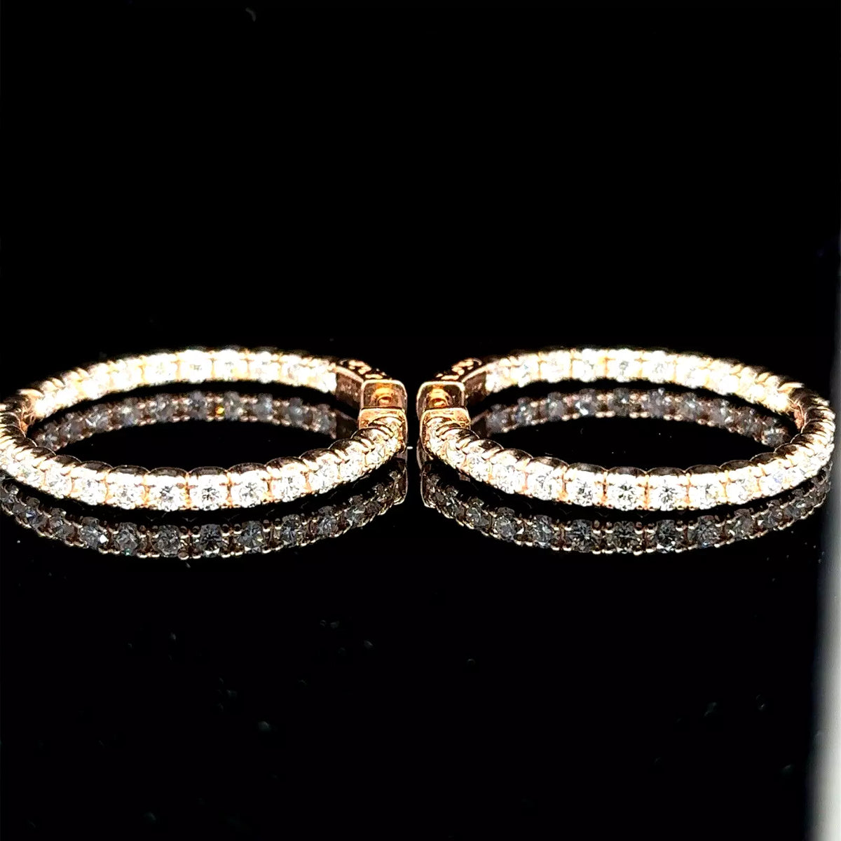 14k Rose Gold Beautiful Diamond Hoop Earrings With 5.20ctw G-Si1 13.2 grams Gold