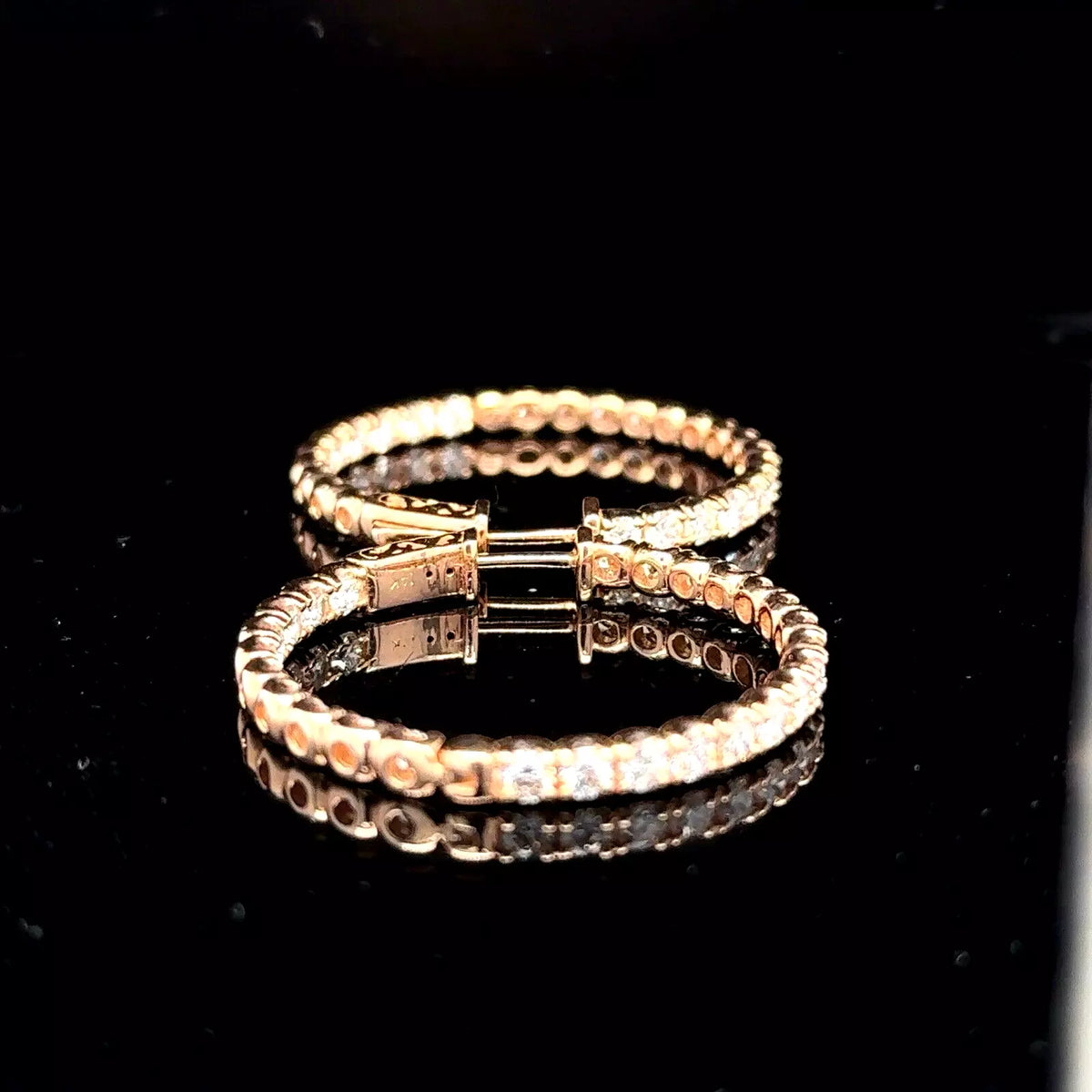 14k Rose Gold Beautiful Diamond Hoop Earrings With 5.20ctw G-Si1 13.2 grams Gold