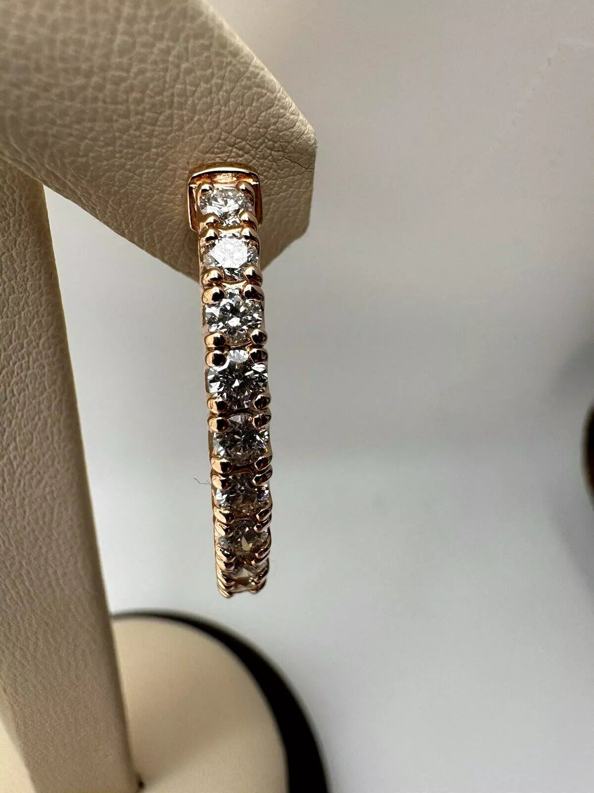 14k Rose Gold Beautiful Diamond Hoop Earrings With 5.20ctw G-Si1 13.2 grams Gold