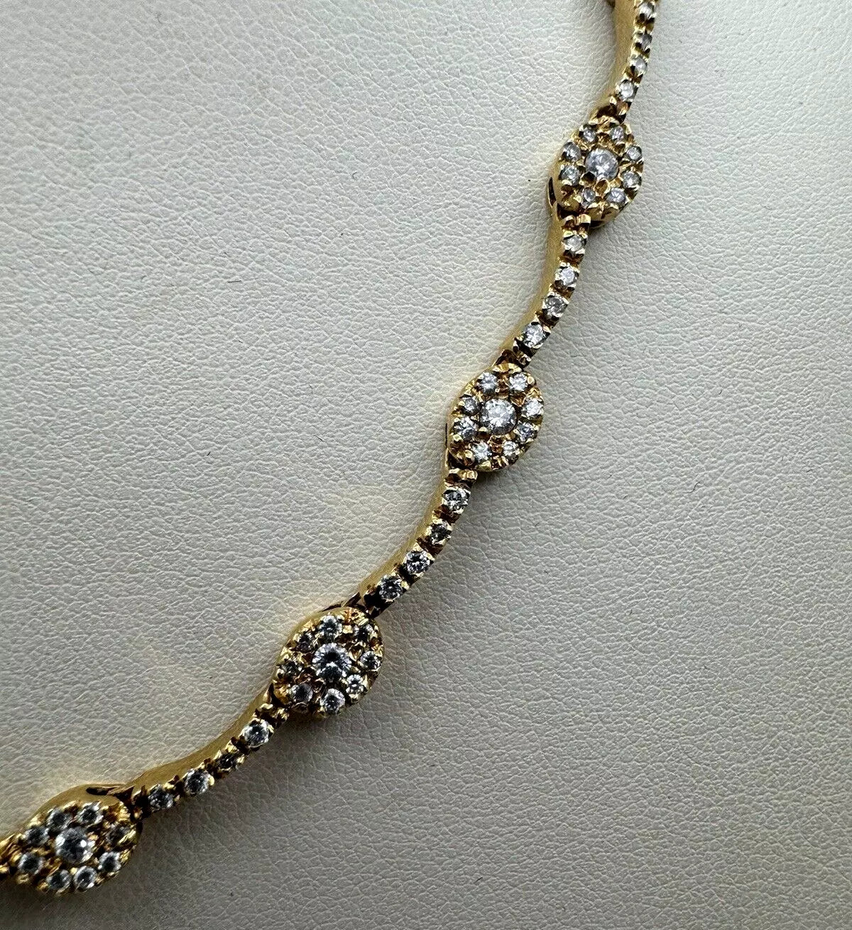Elegant 14k Yellow Gold Diamond Link 17 Inch Chain 18 grams And 2.19 Ct Diamonds