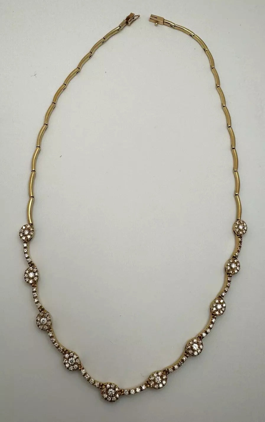 Elegant 14k Yellow Gold Diamond Link 17 Inch Chain 18 grams And 2.19 Ct Diamonds