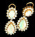 Vintage Estate 14k Yellow Gold Opal Pear Shape Tear Drop Earrings Diamond Halo