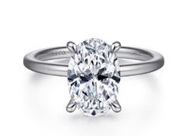 The Cari- 14kt white gold Oval Diamond Engagement Ring, 5.11 CTW by Gabriel &amp; Co. (In Stock)