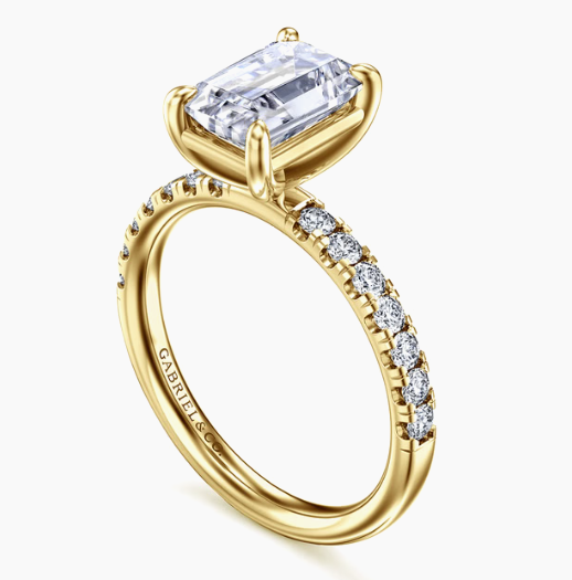 The Windslow 14kt yellow gold, Lab Created Center 3.45 Emerald Cut  CTW by Gabriel & Co. (In Stock)