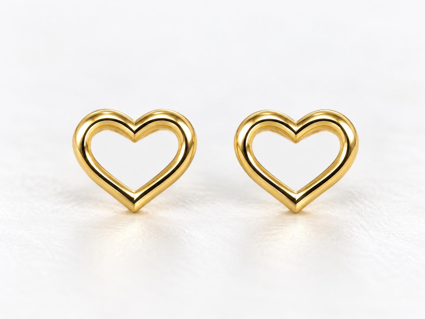 14K Yellow Gold Children Open Heart Stud Earrings – Classic Minimalist Children’s Jewelry