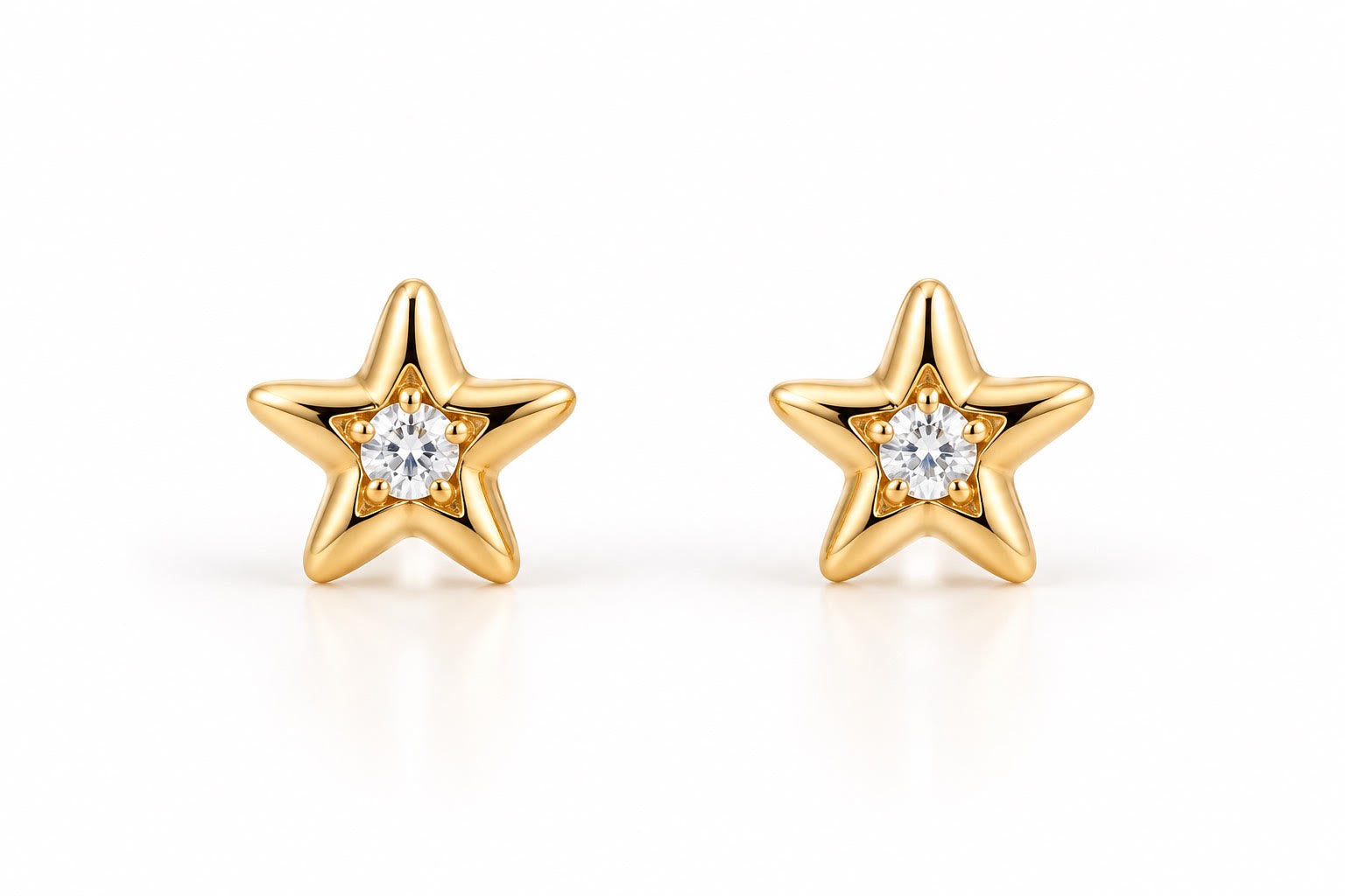 14K Yellow Gold Star Stud Earrings with Cubic Zirconia – Children’s Fine Jewelry