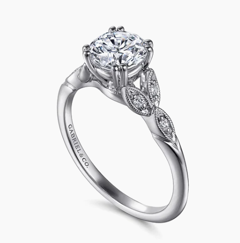 14K White Gold Round Diamond Engagement Ring -  Celia