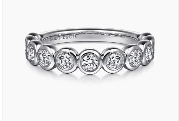 Amalfi - 14K White Gold Bezel Set Diamond Anniversary Band - 0.75 ct