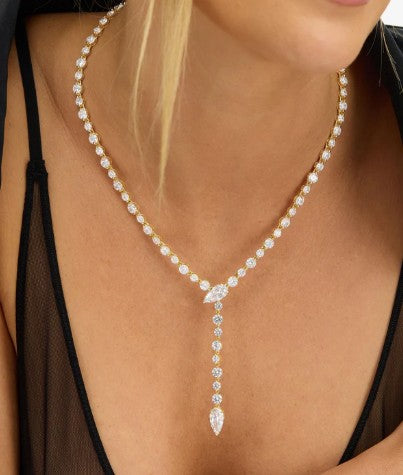 She&#39;s Arrived Lariat Tennis Necklace