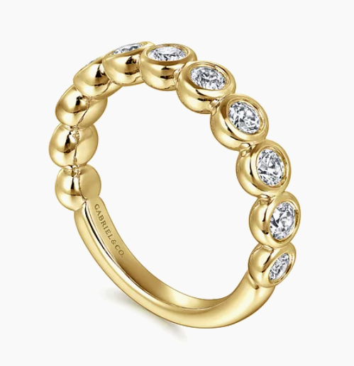 Amalfi - 14K Yellow Gold Bezel Set Diamond Anniversary Band - 0.50 ct