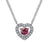 14K White Gold Round Pink Tourmaline and Diamond Heart Pendant Necklace