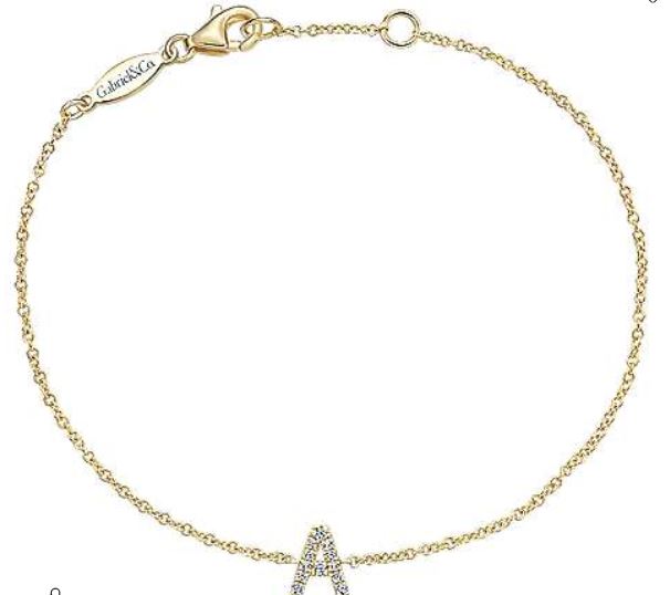 14K Yellow Gold Chain Bracelet with "A" Diamond Initial