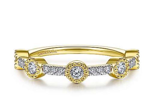 14K Yellow Gold Diamond Station Stackable Ring - GREAT AMERICAN JEWELRY ...