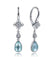 925 Sterling Silver White Sapphire Earrings with Blue Teardrops