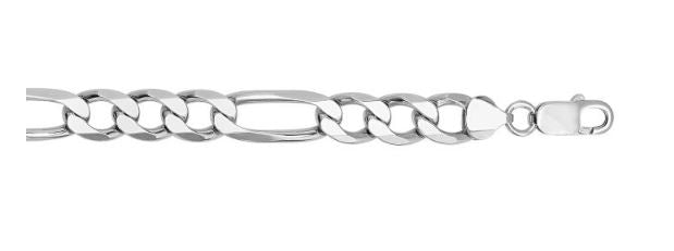 Silver 9mm Figaro Chain Bracelet