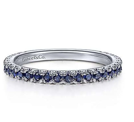 14K White Gold Sapphire Stackable Ring