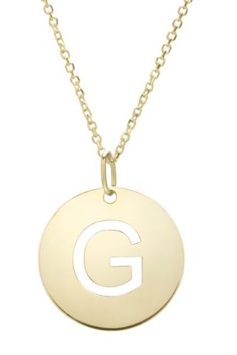 14K Gold Disc Initial G Necklace