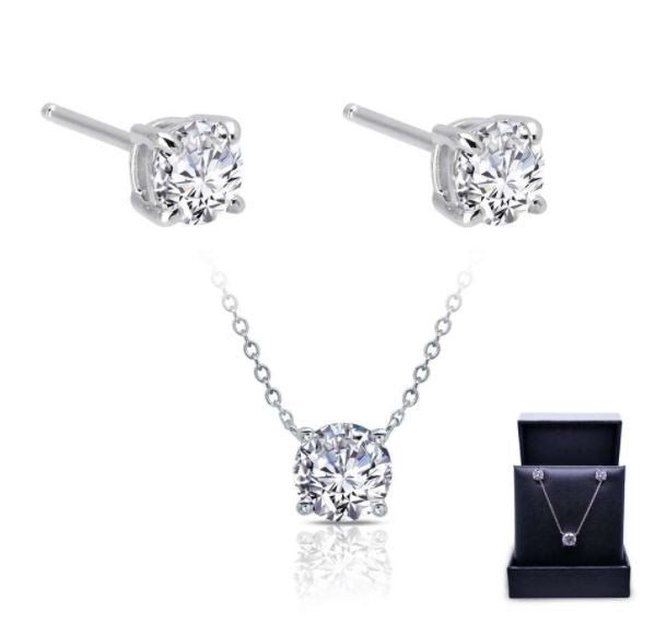 Solitaire Necklace and Earrings boxed Set