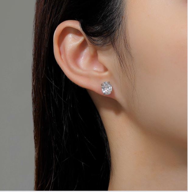Oval Solitaire Stud Earrings