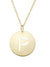 14K Gold Disc Initial P Necklace
