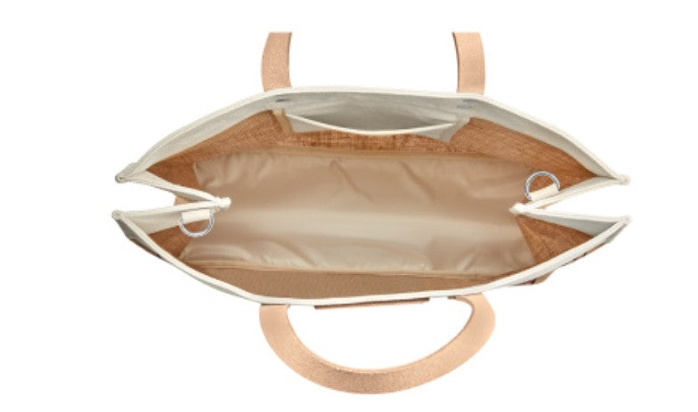 Seashell East West Burlap Tote