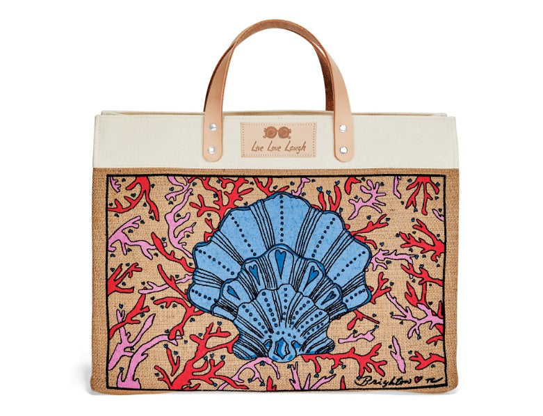 Burlap Tote Brighton Love Bag Picnic East West Burlap Tote W/ Strap