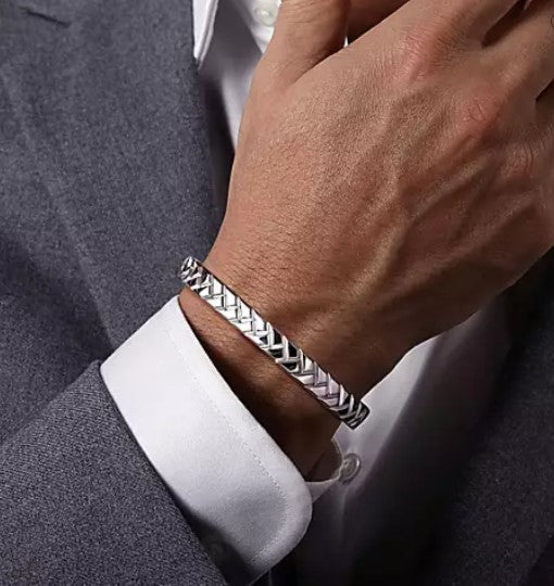 Sterling Silver Open Herringbone Bracelet