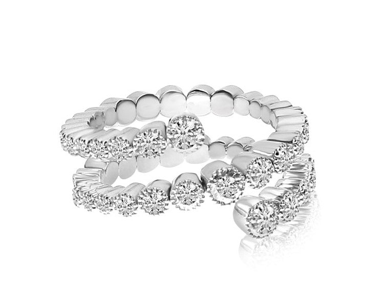 14K White Gold 3-Row Diamond Spryng Ring By Brevani - As Seen on the Bachelorette