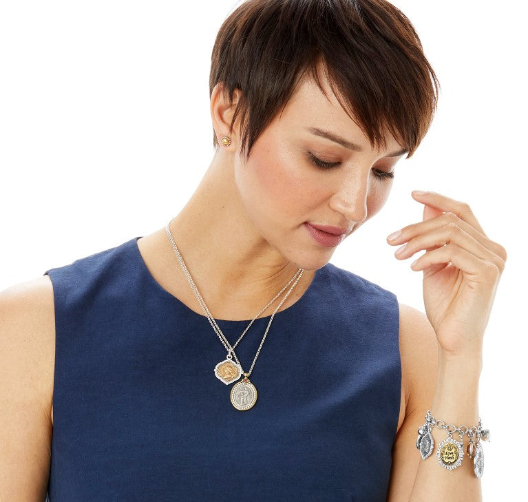 Guardian Angel Two-Tone Pendant Necklace