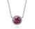 14K White Gold Round Pink Tourmaline and Diamond Halo Pendant Necklace