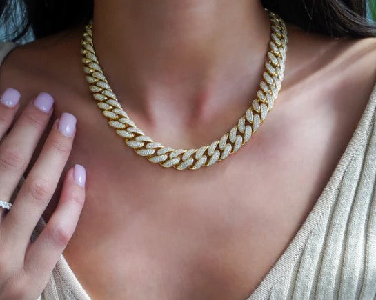 GOLD ICED CUBAN NECKLACE
