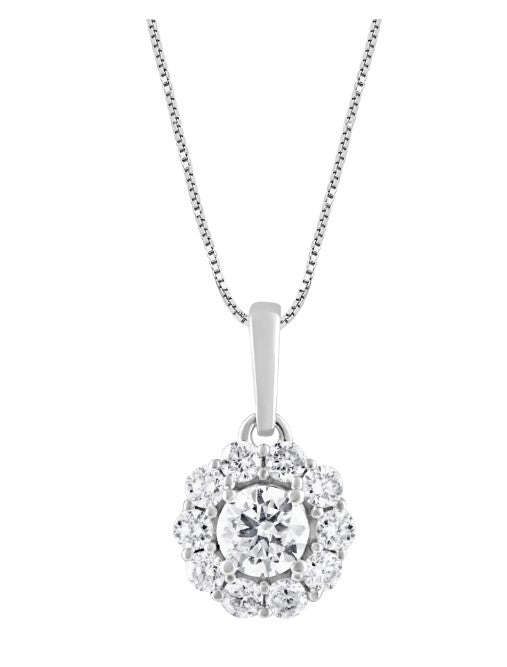 14KT white gold and diamond pendant on 18 inch chain