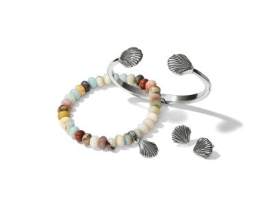 Silver Shells Hinged Bangle