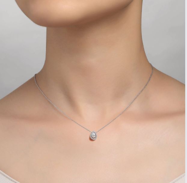 Pear-Shaped Halo Necklace