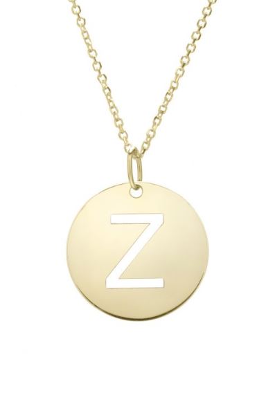 14K Gold Disc Initial Z Necklace